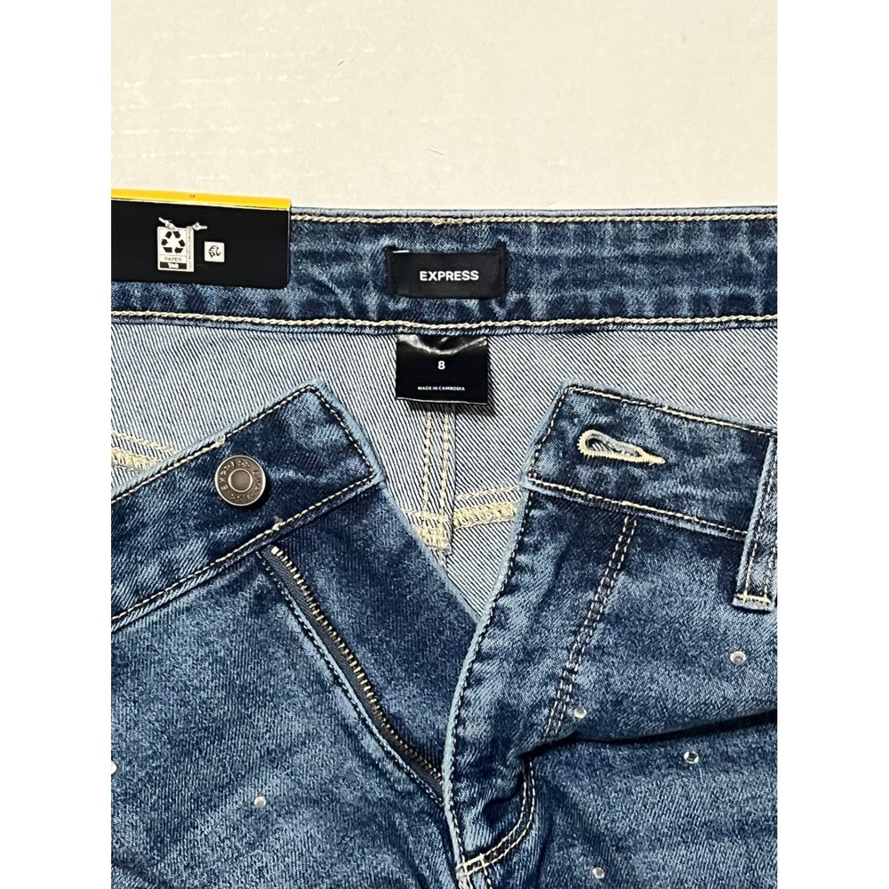 Express Rhinestone Wide Leg Jeans - Picture 7 of 8